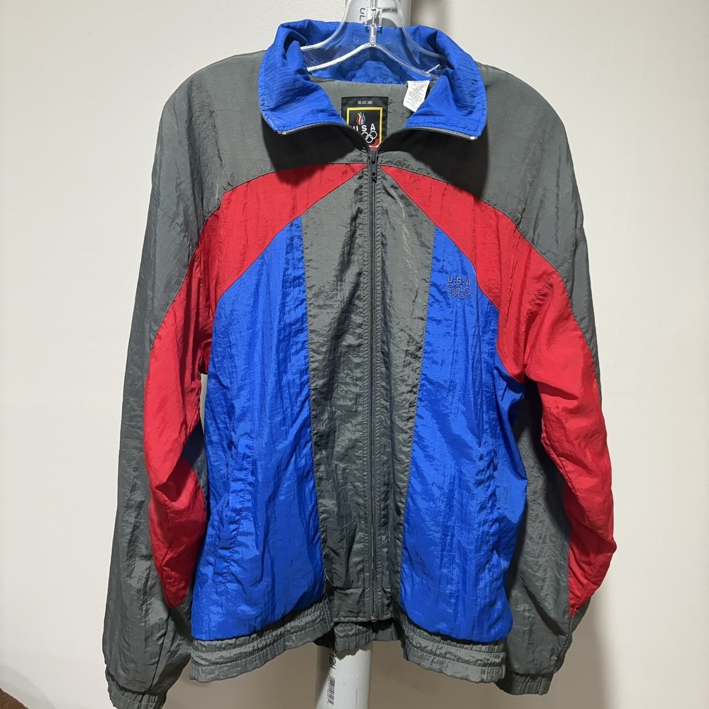 Vintage Team USA Olympic JCPenney Color Block Windbreaker Jacket Mens S 90s